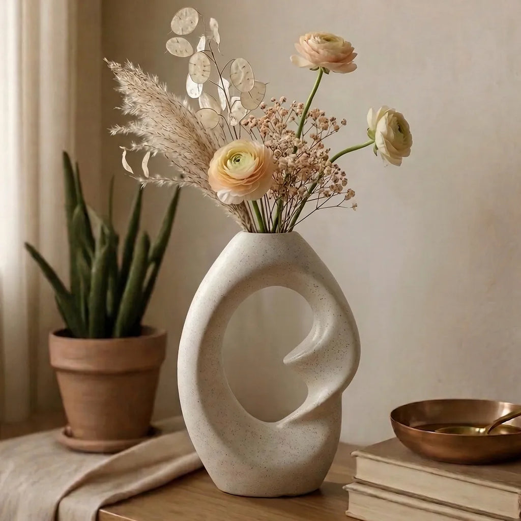 SD767 Ceramic Flower Vase Abstract Hollow Decorative Vase 25 cm