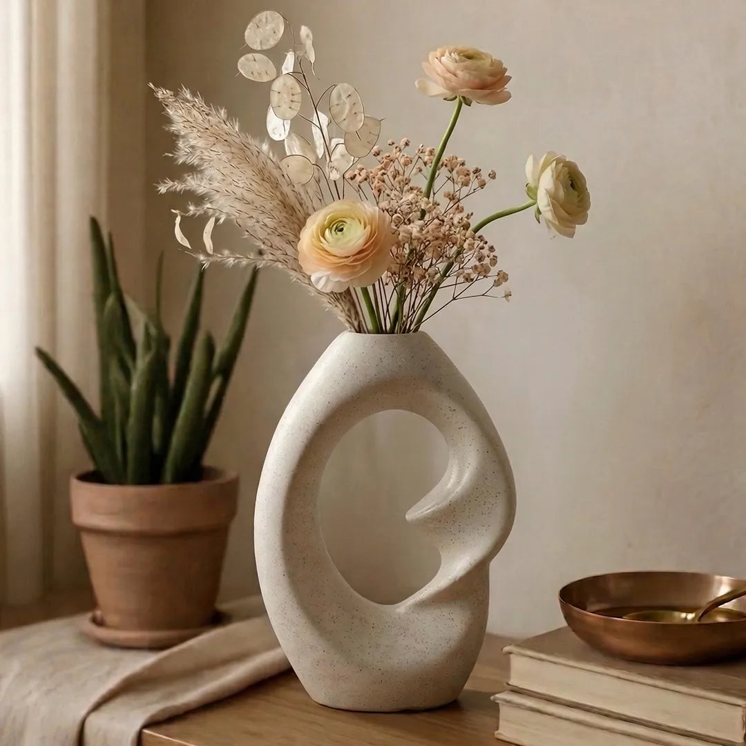 SD767 Ceramic Flower Vase Abstract Hollow Decorative Vase 25 cm