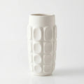 SD781 Textured Square Pattern Ceramic Flower Vase Ivory 25cm