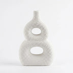 SD787 Textured Double Loop Ceramic Flower Vase Ivory 24cm