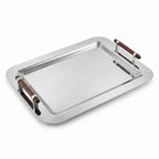 SI3191 / SI5330 Rectangular Metal Serving Tray with Wooden Handles 45 cm