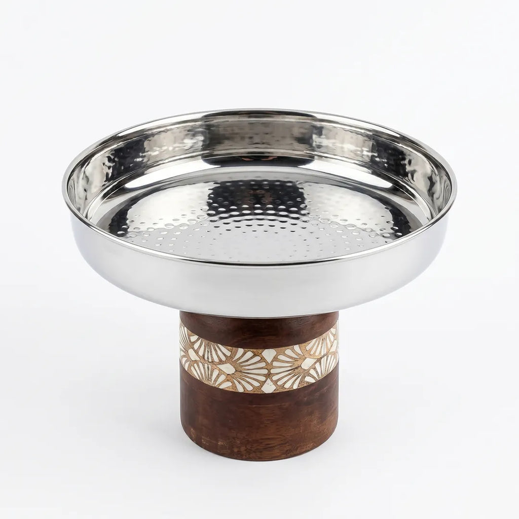 SM-4812 Serving Platter with Wooden Base 21 cm