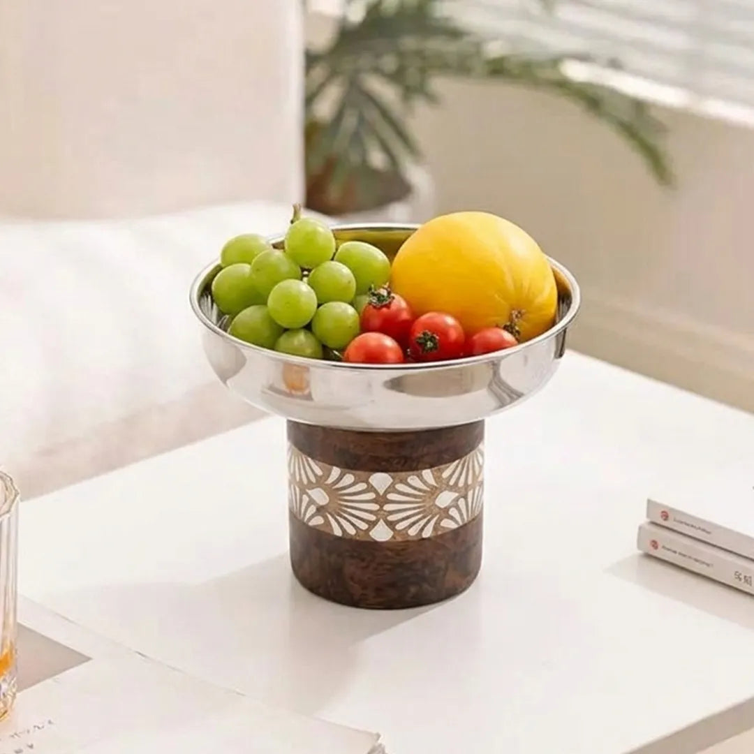 SM-4813 Serving Platter with Wooden Base 16 cm