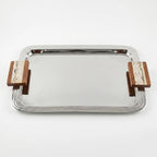 SM-4814 Rectangular Serving Tray with Wooden Handle Large