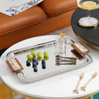 SM-4814 Rectangular Serving Tray with Wooden Handle Large