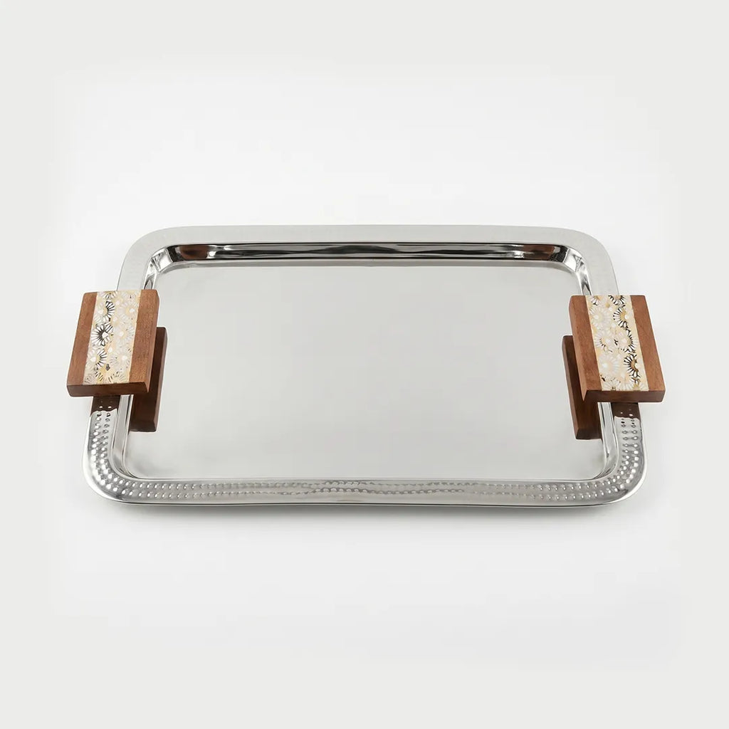 SM-4815 Rectangular Tray with Wooden Handle Small