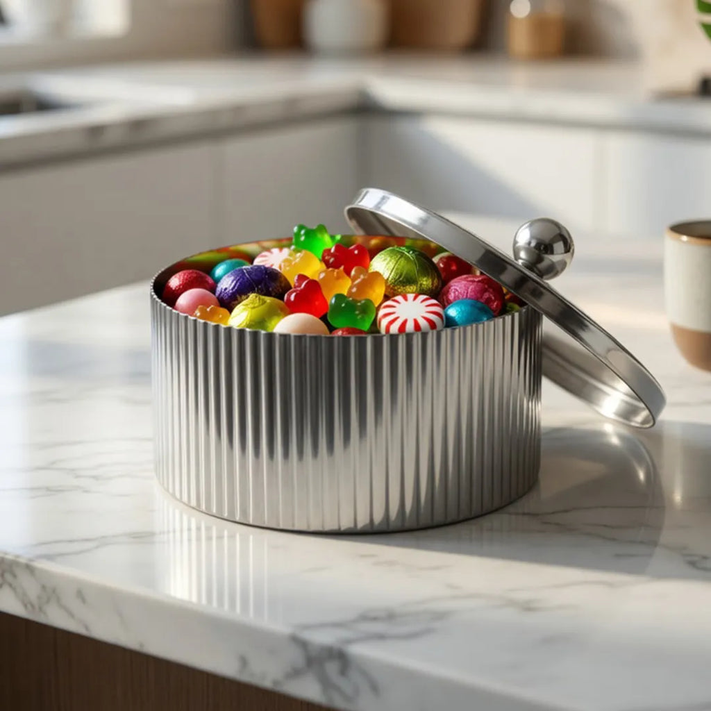 SM-4822 Candy Pot with Lid Silver Finish 15 x 7 cm