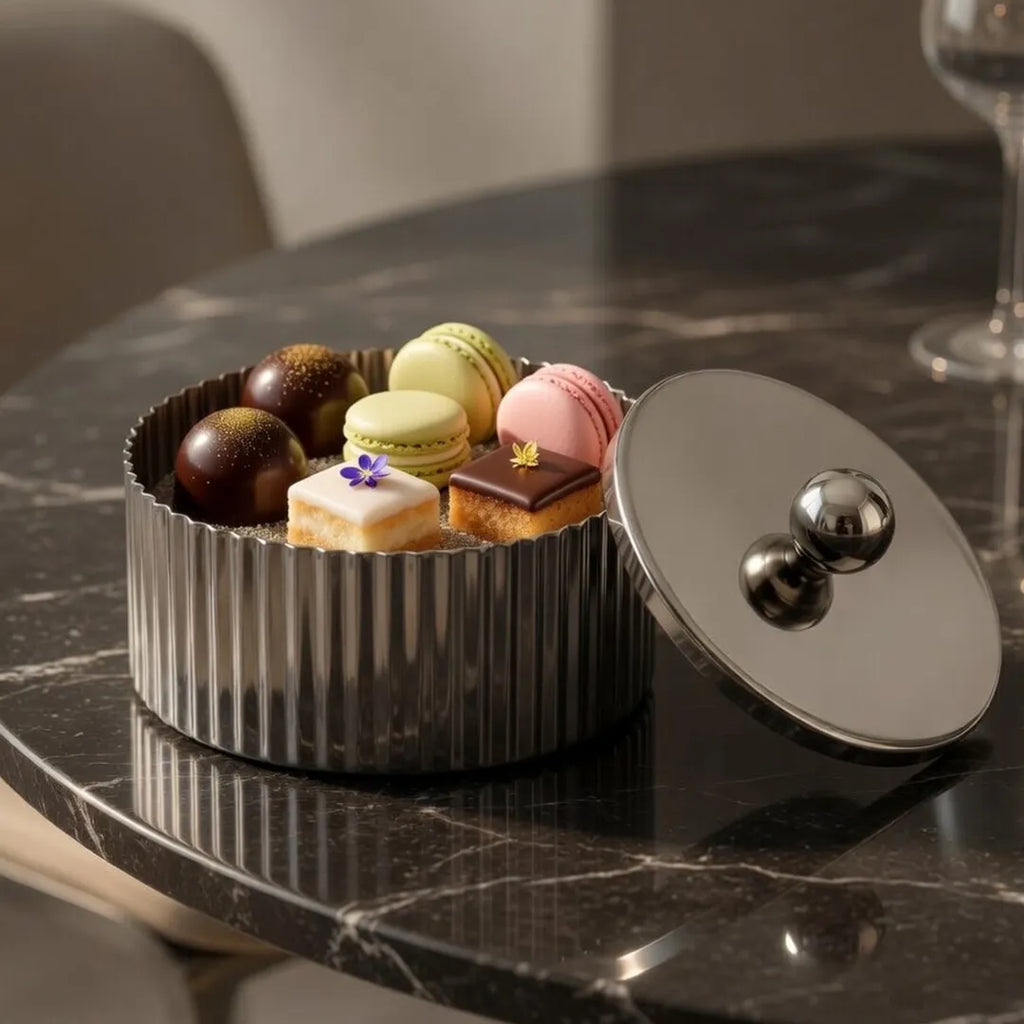 SM-4823 Candy Pot with Lid Silver Finish 10 x 4.5 cm