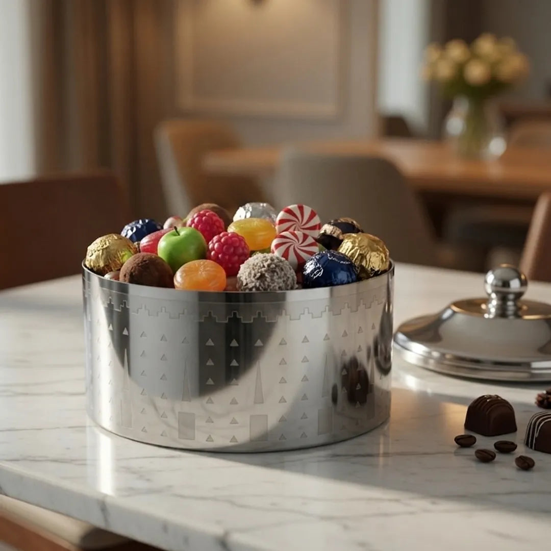 SM-4830 Candy Pot with Lid Silver Finish 15 x 7 cm