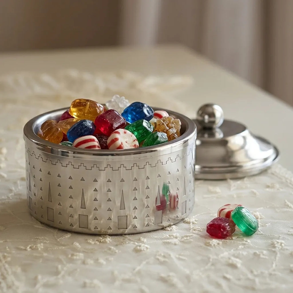 SM-4831 Candy Pot with Lid Silver Finish 10 x 4.5 cm