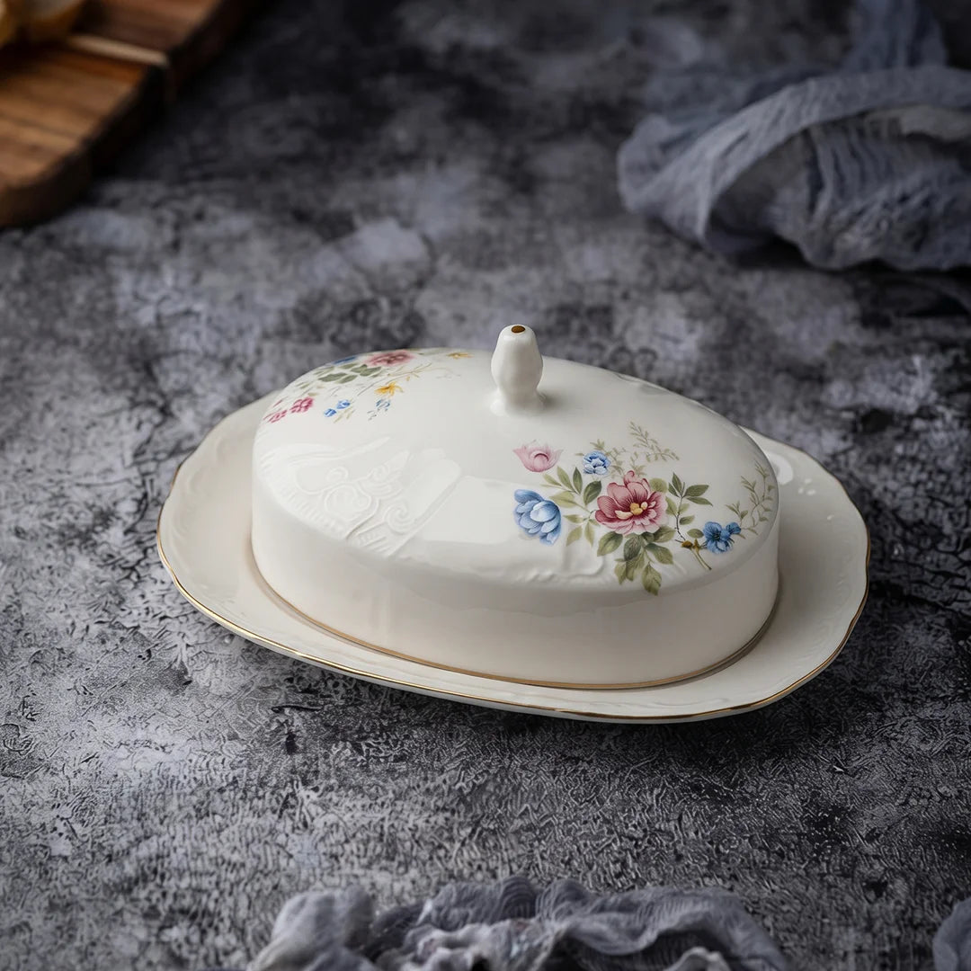 SR-033 Classic Garden Butter Dish with Lid – 23cm