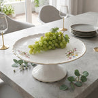 SR-015 Classic Garden Footed Plate with Gold Rim – 31 cm