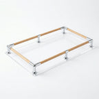 T25A6161-MD Luhpar Rectangular Acrylic Serving Tray with Wooden Handles 45 × 30 cm