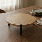 T25B0030 Luhpar Round Wooden Serving Stand 30 cm Natural Oak