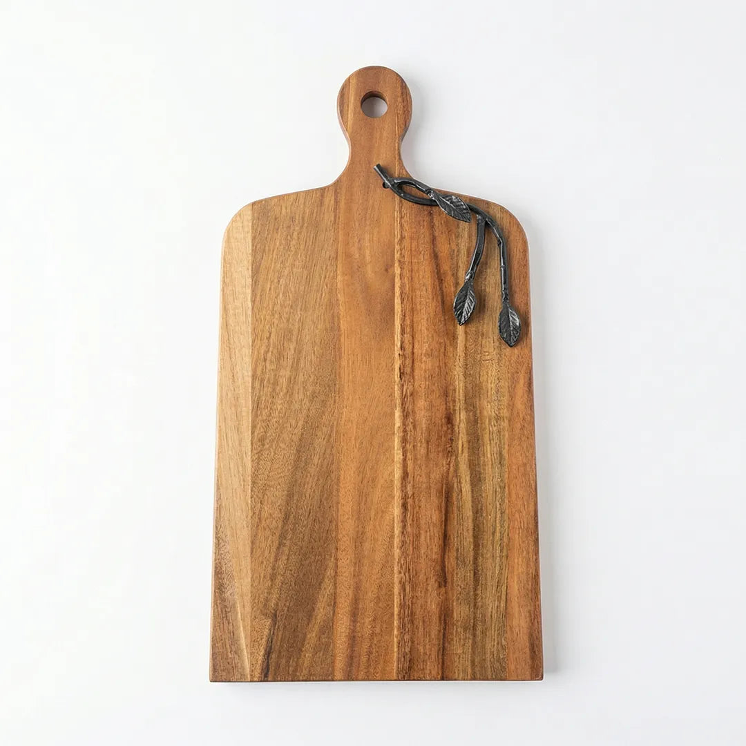 T25B6156-XBY Luhpar Wooden Serving Board with Leaf Detail Handle 45 cm