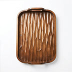 T26B0006  Luhpar Textured Wooden Serving Tray with Raised Handles – Small & Large [40 × 27 cm / 45 × 30 cm]