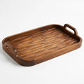 T26B0006  Luhpar Textured Wooden Serving Tray with Raised Handles – Small & Large [40 × 27 cm / 45 × 30 cm]