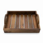 T26B6009-XDS Luhpar Slatted Wooden Serving Tray with Raised Arch Handles – Small & Large [33 × 26 cm / 40 × 30 cm]
