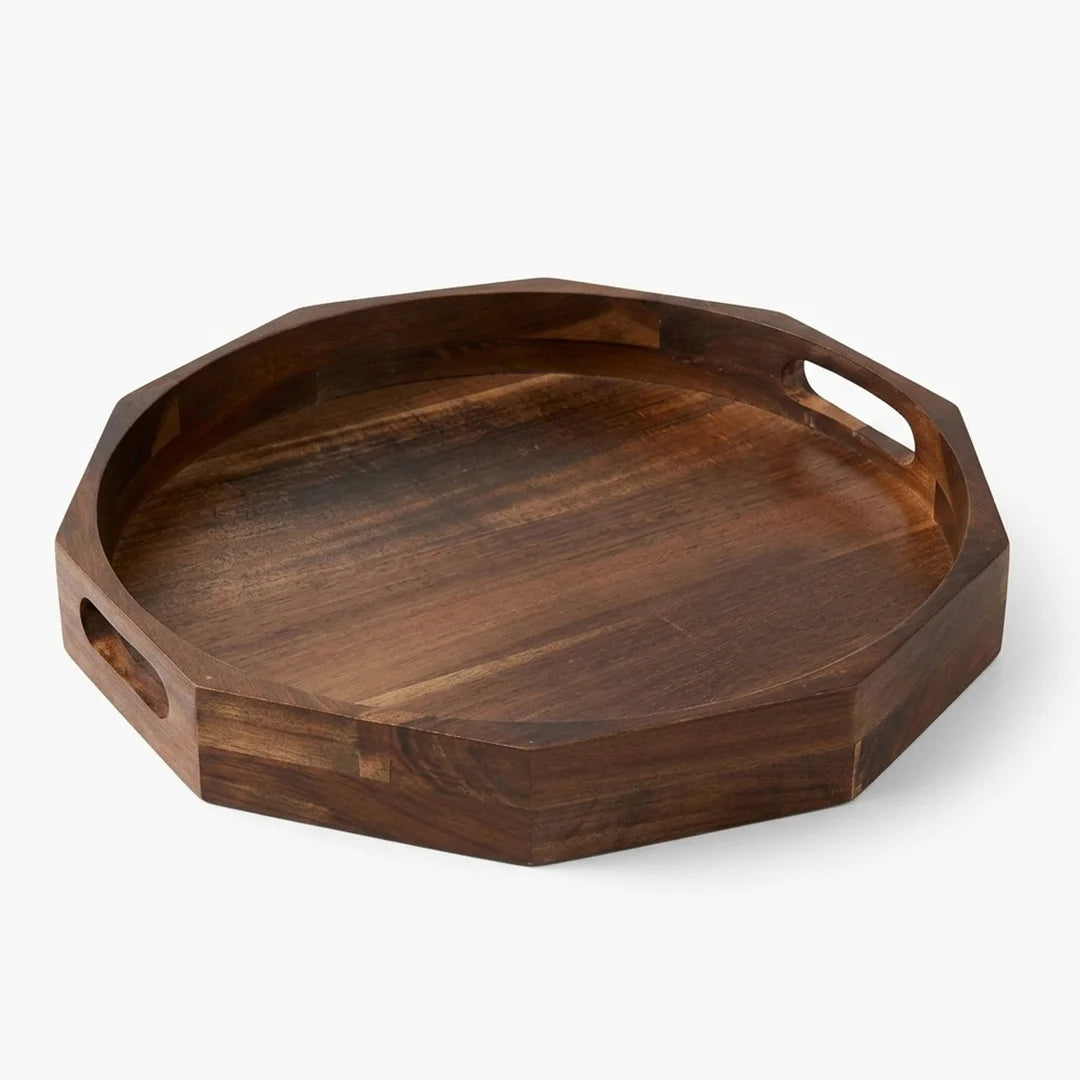 T26B6010-XDS Luhpar Geometric Round Wooden Serving Tray – Small (38 cm) & Large (45 cm)