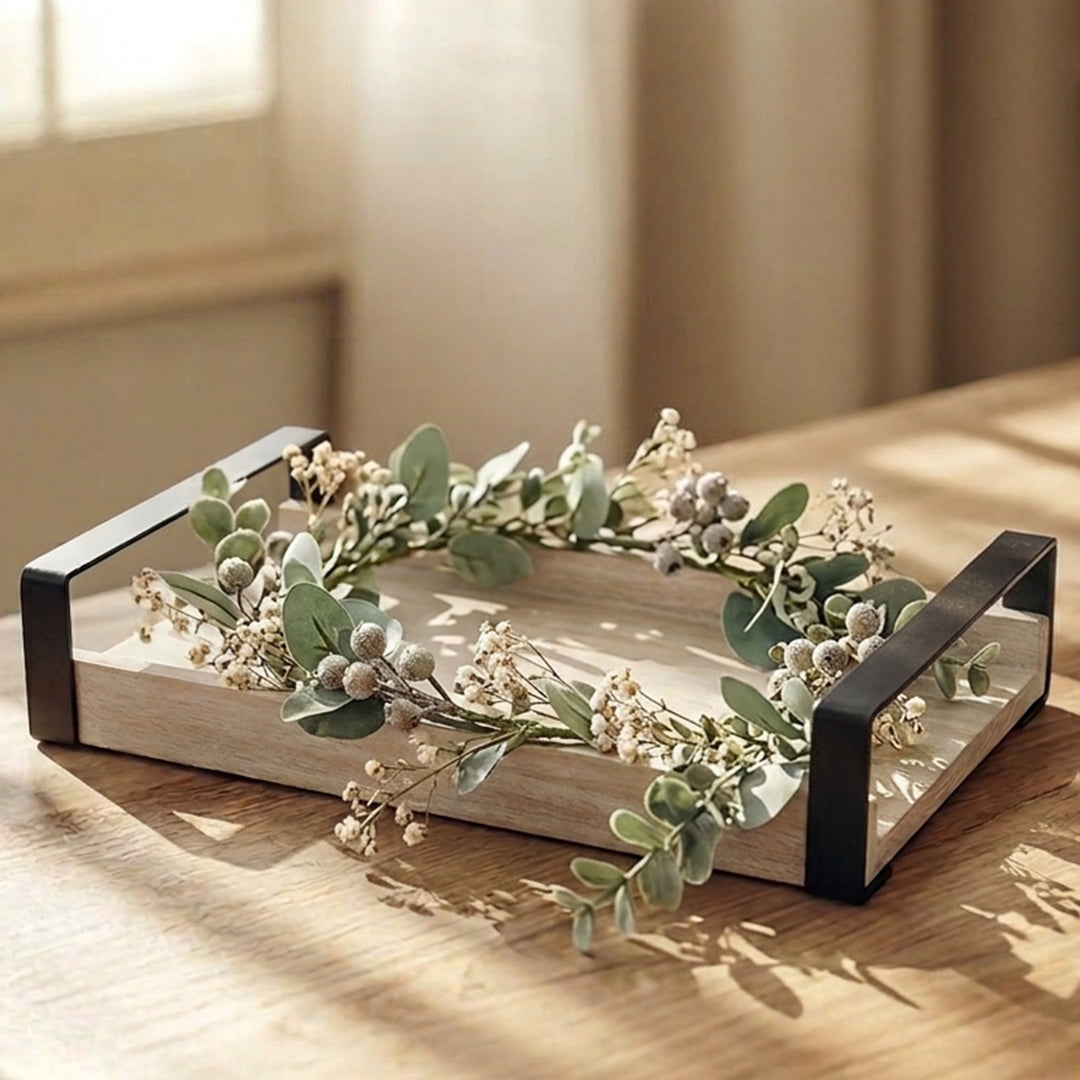 T26B6020 Luhpar Rectangular Wooden Serving Tray – Small (32 × 22 cm) & Large (40 × 26 cm)