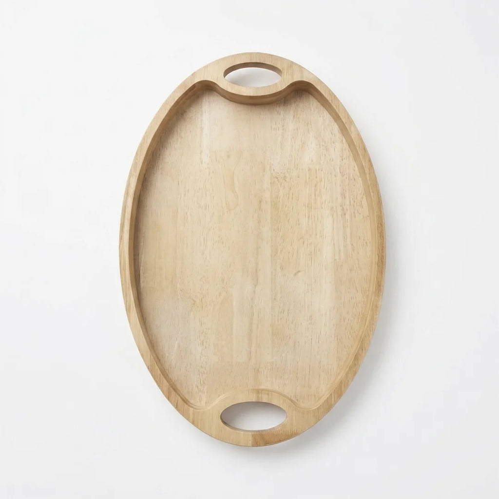 T26B6024-XBY Luhpar Oval Wooden Serving Tray – Small (25 × 23 cm) & Large (37 × 30 cm)