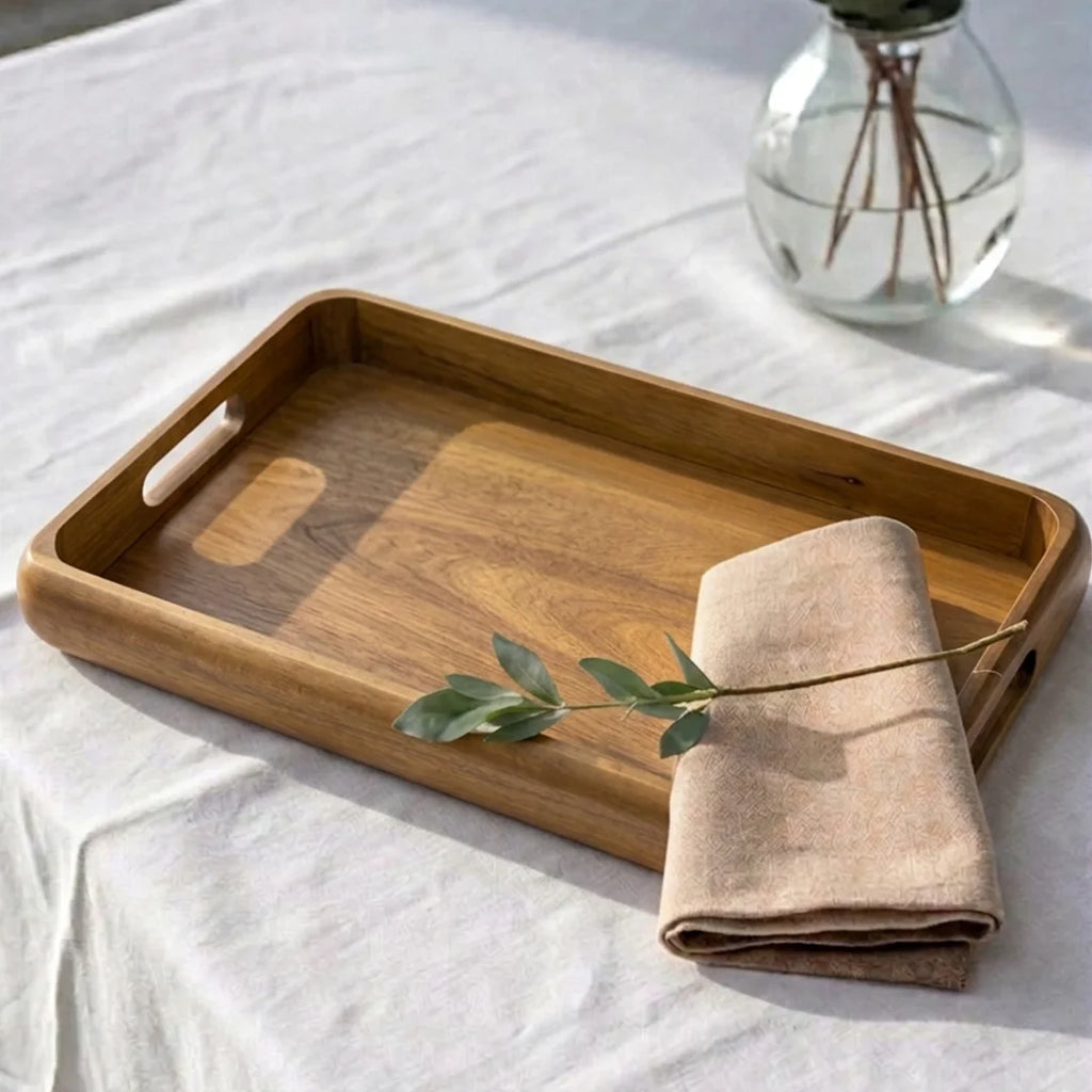 T26B6025-XBY Luhpar Rectangular Wooden Serving Tray – Small (40 × 26 cm) & Large (46 × 30 cm)