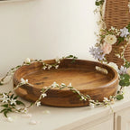T26B6026-XBY Luhpar Round Wooden Serving Tray with Cutout Handles – Small & Large [32 cm / 42 cm]