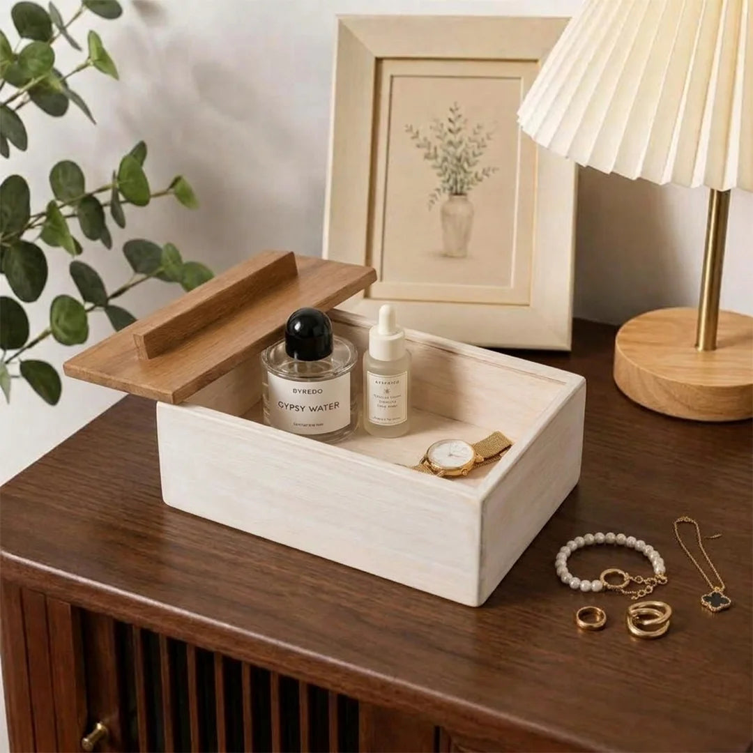 T26B6027  Luhpar Two-Tone Wooden Storage Box with Lid – Small & Large [20 × 13 cm / 25 × 18 cm]