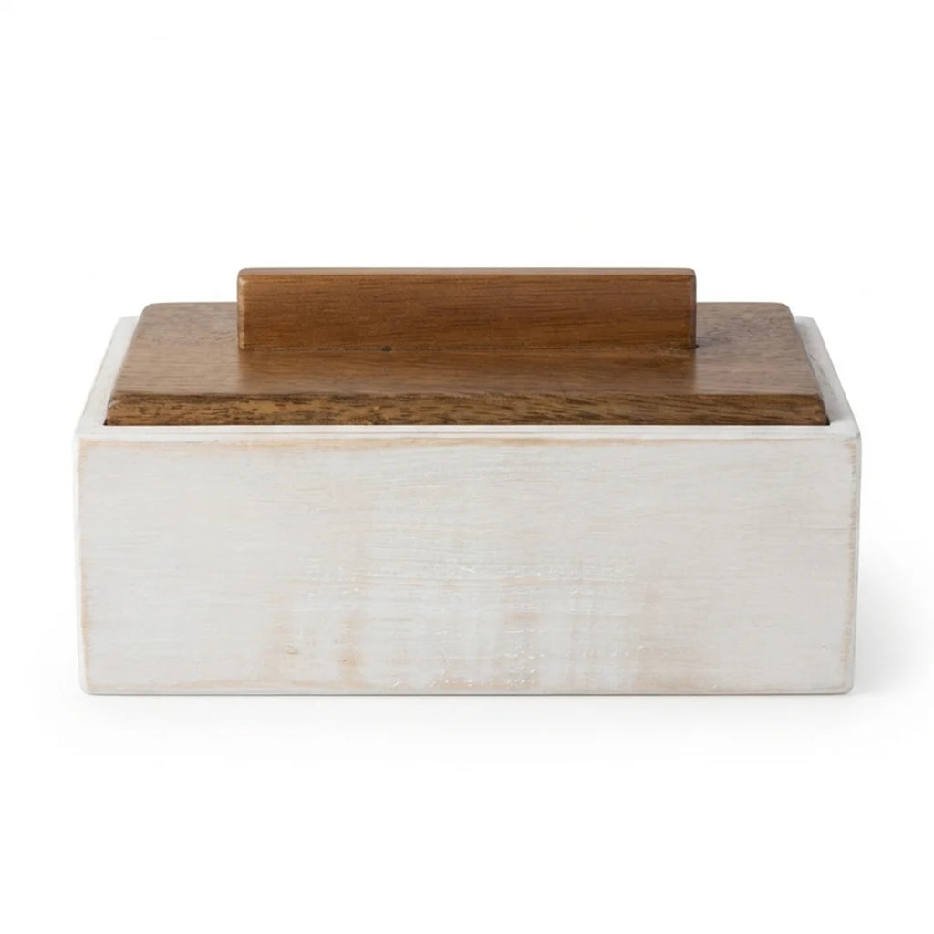 T26B6027  Luhpar Two-Tone Wooden Storage Box with Lid – Small & Large [20 × 13 cm / 25 × 18 cm]
