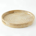 T26B6033-XBY Luhpar Round Wooden Serving Tray with White Pattern – Small (40 cm) & Large (45 cm)