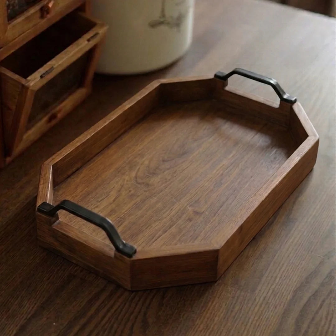 T26B6042 Luhpar Geometric Wooden Serving Tray – Small (35 × 25 cm) & Large (40 × 30 cm)