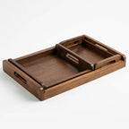 T26B6056 Luhpar Nested Wooden Serving Tray Set with Cutout Handles [43 × 28 cm]