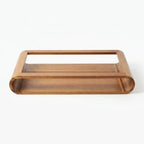 T26B6061-XBY Luhpar Curved Wooden Serving Tray with Open Handles – Small & Large [40 × 29 cm / 50 × 36 cm]