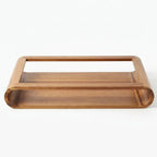 T26B6061-XBY Luhpar Curved Wooden Serving Tray with Open Handles – Small & Large [40 × 29 cm / 50 × 36 cm]