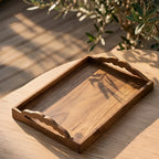 T26B6092-XDS Luhpar Wooden Serving Tray with Decorative Handles – Small (43 × 32 cm) & Large (50 × 36 cm)