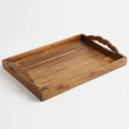 T26B6092-XDS Luhpar Wooden Serving Tray with Decorative Handles – Small (43 × 32 cm) & Large (50 × 36 cm)