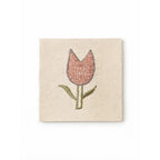 Artisanal Tulip Embroidered Coasters – Set of 6, 10 × 10 cm