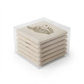 Artisanal Olive Leaf Embroidered Coasters – Set of 6, 10 × 10 cm