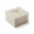 Artisanal Palm Tree Embroidered Coasters – Set of 6, 10 × 10 cm