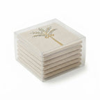 Artisanal Palm Tree Embroidered Coasters – Set of 6, 10 × 10 cm
