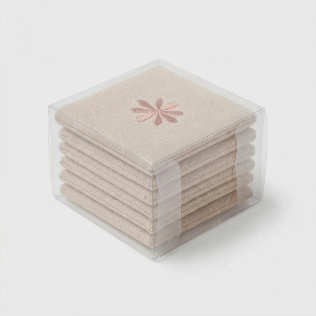 Artisanal Blush Floral Coasters – Set of 6, 10 × 10 cm