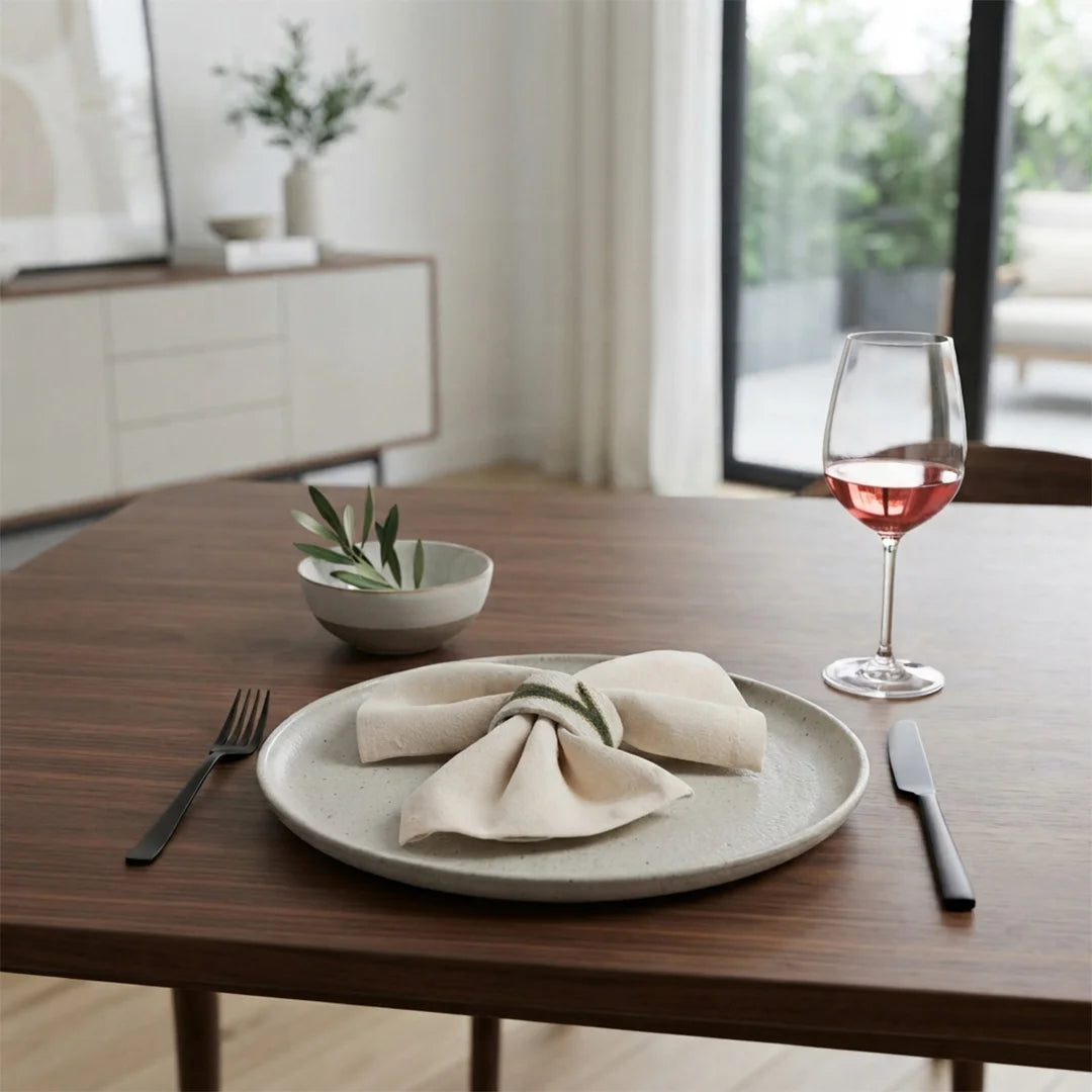 Artisanal Olive Leaf Napkin Rings – Set of 6, 5 cm