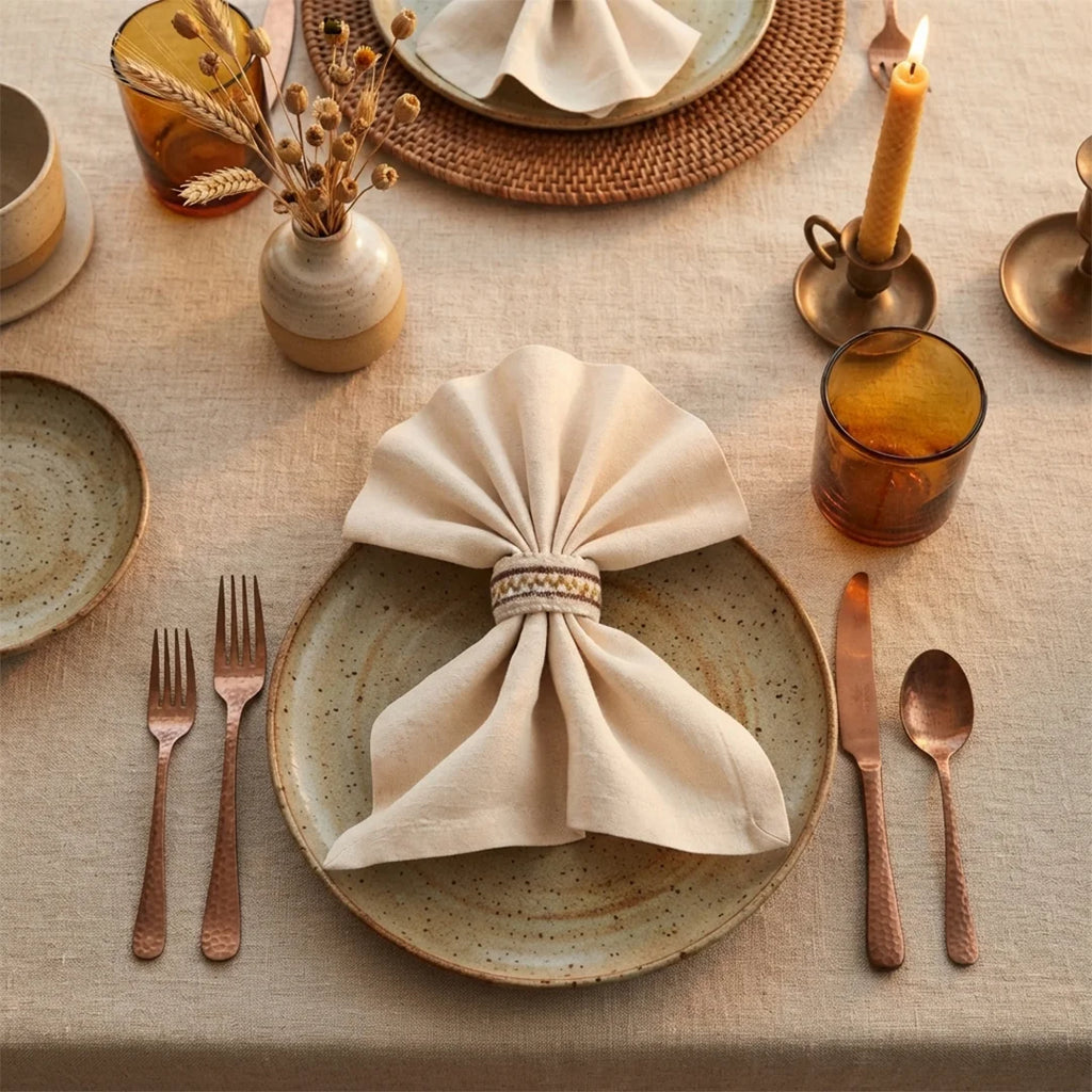 Artisanal Geometric Napkin Rings – Set of 6, 5 cm