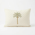 Artisanal Palm Tree Embroidered Cushion Cover – 50 × 35 cm