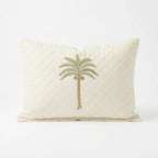 Artisanal Palm Tree Embroidered Cushion Cover – 50 × 35 cm