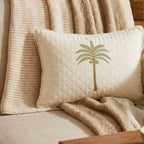 Artisanal Palm Tree Embroidered Cushion Cover – 50 × 35 cm