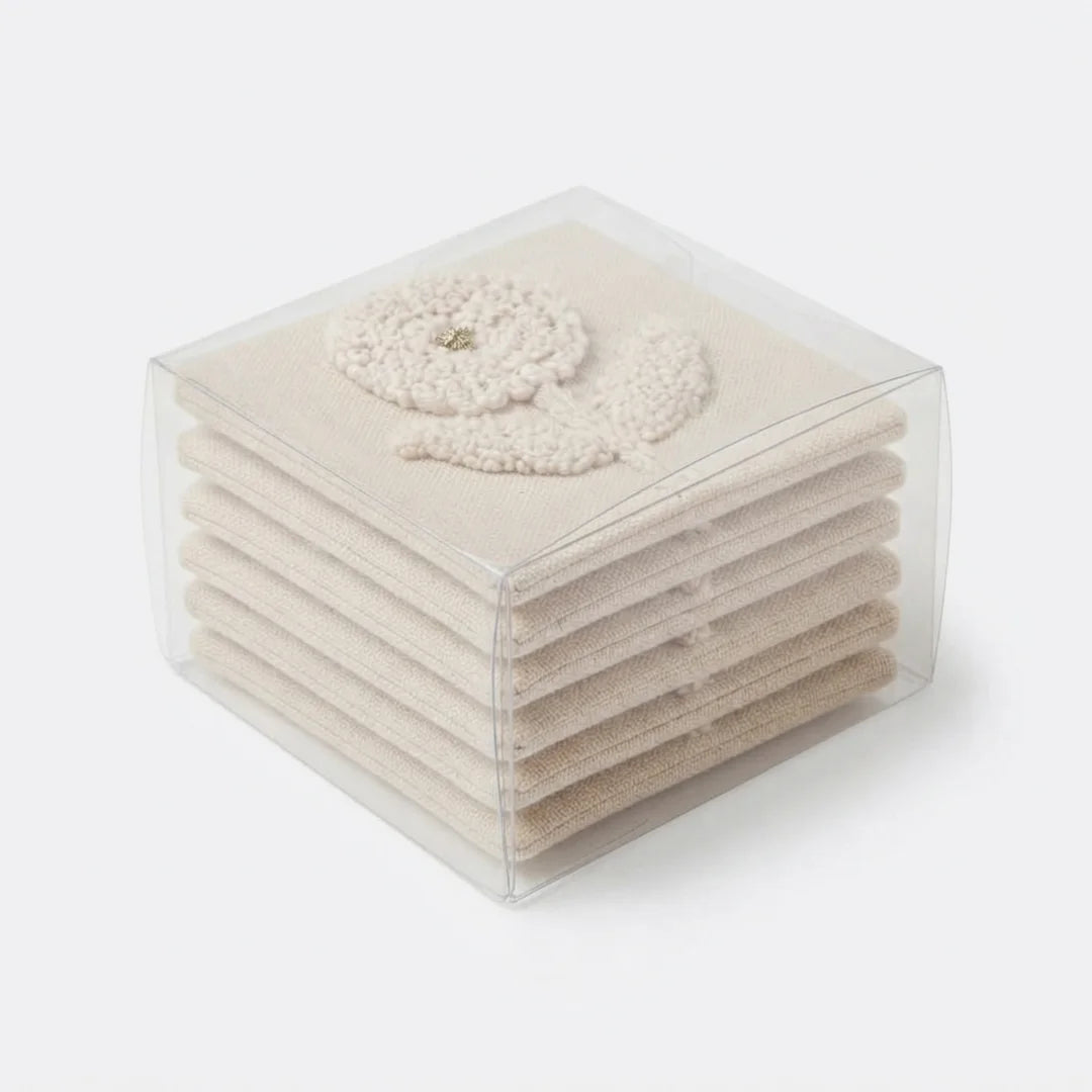 Artisanal Textured Floral Coasters – Set of 6, 10 × 10 cm
