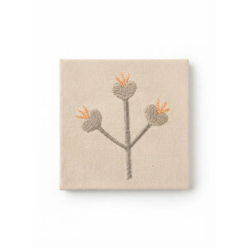 Artisanal Botanical Embroidered Coasters – Set of 6, 10 × 10 cm