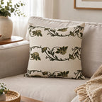 TR CUS 001 Artisanal Floral Vine Embroidered Cushion Cover – 43 × 43 cm