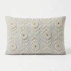TR CUS 003 Textured Floral Embroidered Lumbar Cushion Cover – 60 × 40 cm